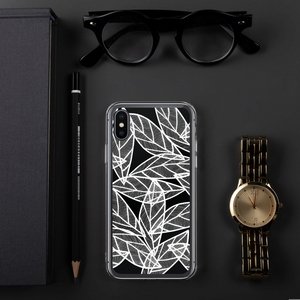 White Leaves on Black | iPhone Case