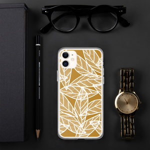 White Leaves on Gold | iPhone Case