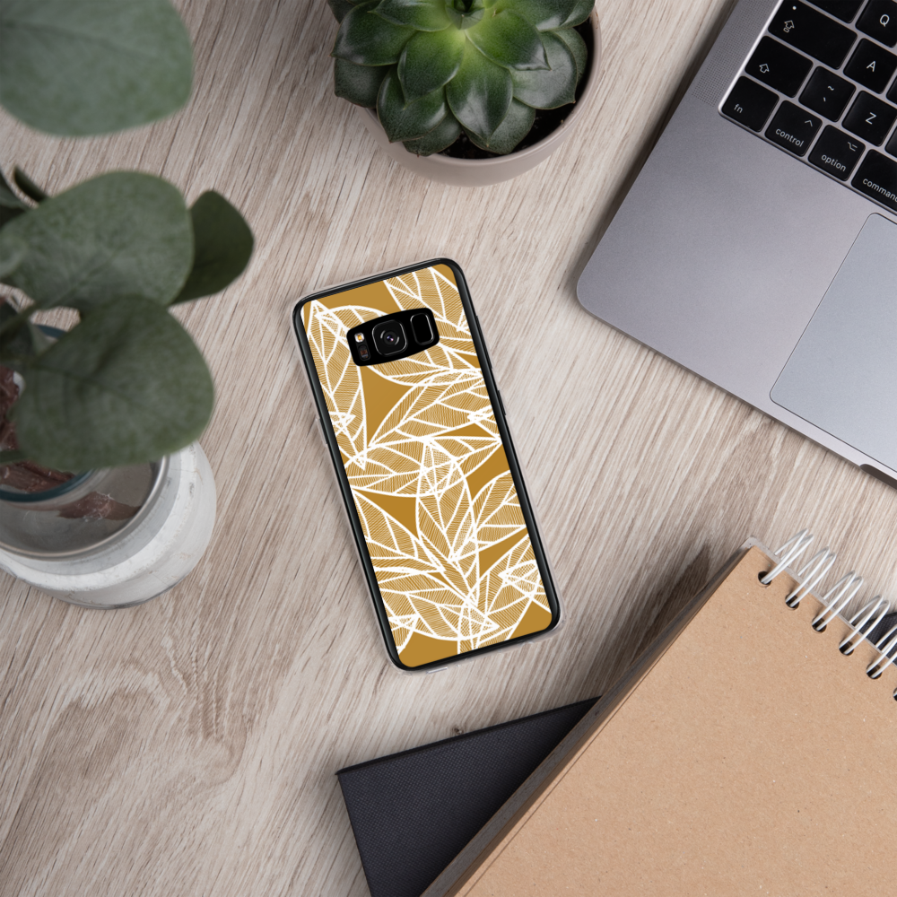 White Leaves on Gold | Samsung Case