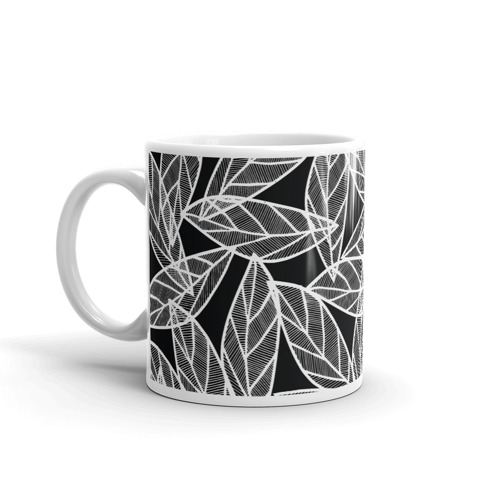 White Leaves on Black | Mug
