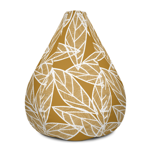 White Leaves on Gold | Bean Bag Chair