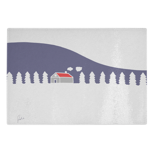 Home In White Forest | Glass Cutting Board