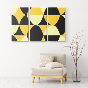 Yellow and Black Eggs | 3 Piece Canvas
