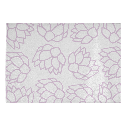 Pink Pastel Flowers | Glass Cutting Board