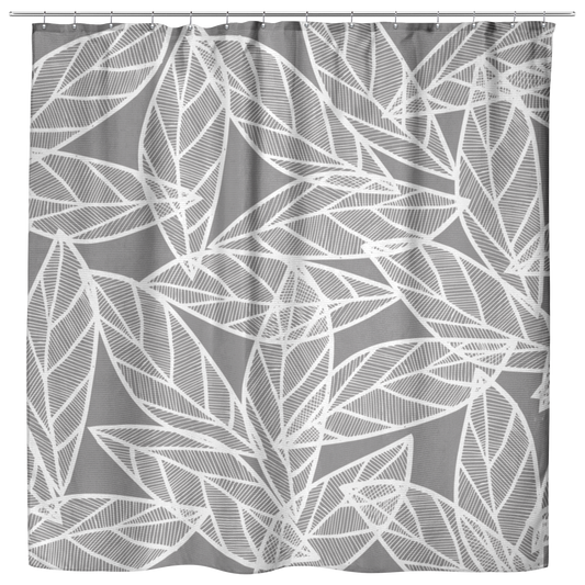 Messy White Leaves | Cloth Shower Curtain