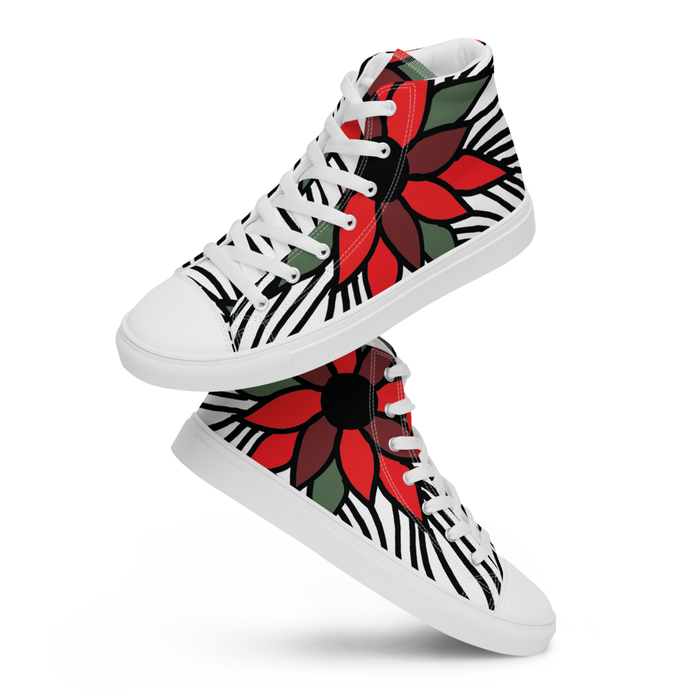 Christmas Flowers | Women's High Top Canvas Shoes