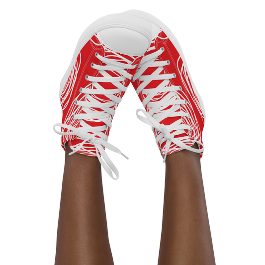 Red Flowers | Women's High Top Canvas Shoes