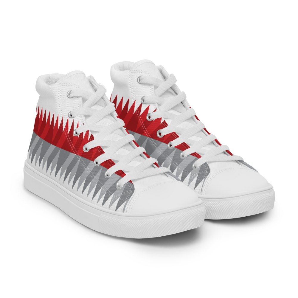 Red Gray Christmas | Women's High Top Canvas Shoes