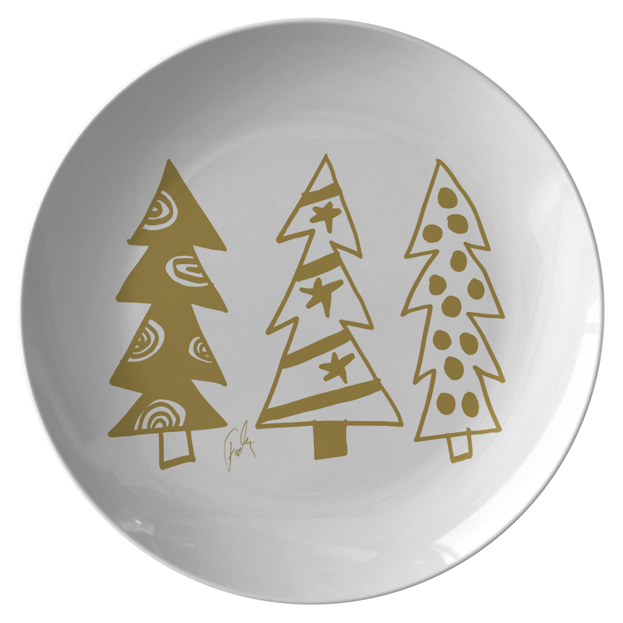 Golden Christmas Trees | Plate