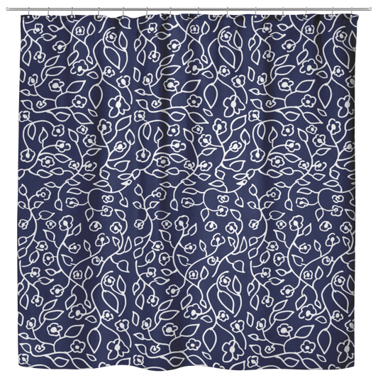 White Small Flowers | Cloth Shower Curtain